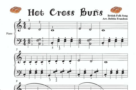 Hot Cross Buns Piano Sheet Music Cha Cha Butterflies Let S Play Music Lets Play Music