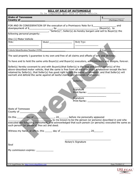 Odometer Disclosure Statement Tn US Legal Forms