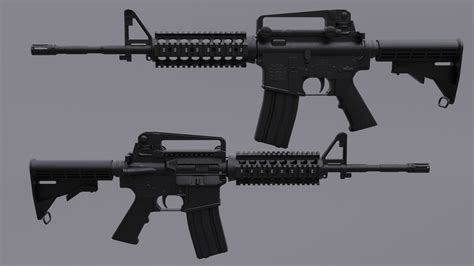 Artstation M4 Carbine Rifle 14 Attachments Pack Game Assets