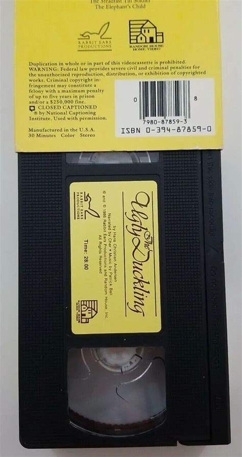 The Ugly Duckling Vhs Movoe Narrated By Cher Ebay