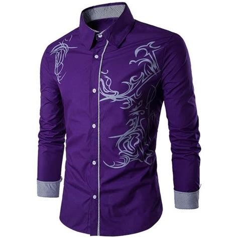 Chemise Homme Chic Chemisier Décontracté à Manches Longues Et à Col Rabattu Pour Hommes Mauve