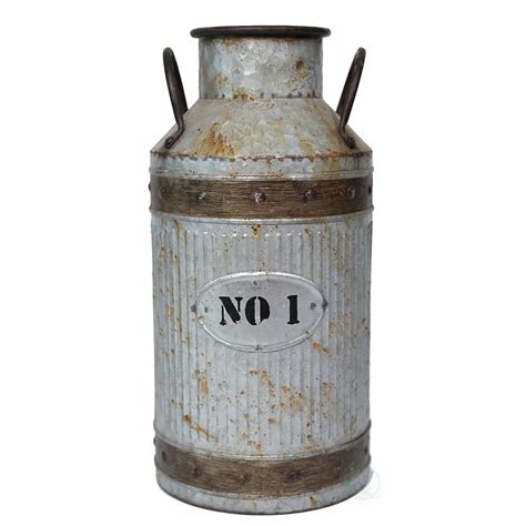 Vintiquewise Galvanized Metal Rustic Milk Can Large The Home Depot Canada