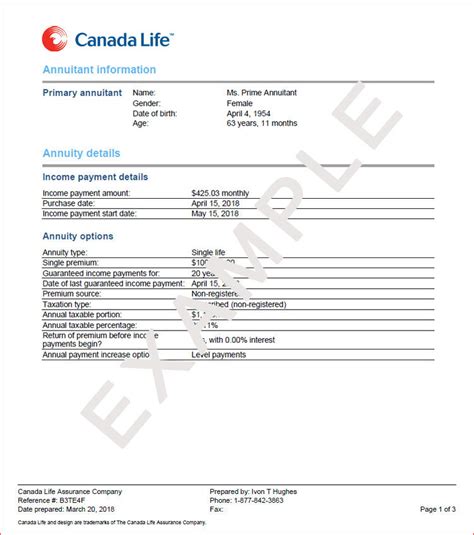 Canada Life Annuity Illustration | Get Your Free Canada Life Annuity ...