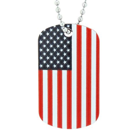 USA Flag Aluminum Dog Tag - Vertical | eDogTags.com