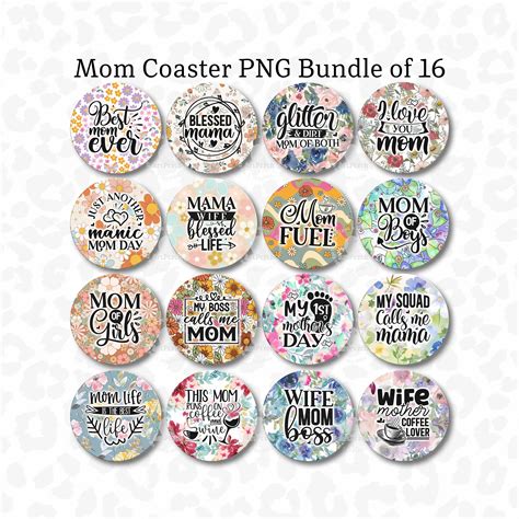 Mom Coaster PNG Bundle Mother Day Coaster PNG Mama Coaster PNG Car