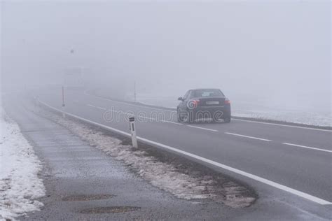 Heavy Fog On The Road Poor Visibility Stock Photo Image Of