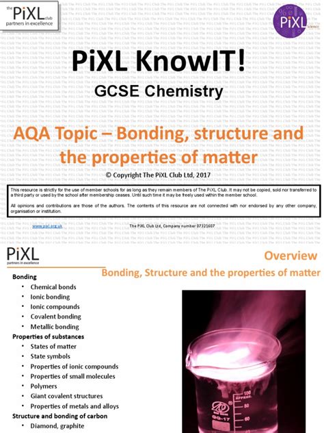 Aqa Chemistry Bonding Structure And The Properties Of Matter Knowit Gcse1 Pdf Ionic Bonding