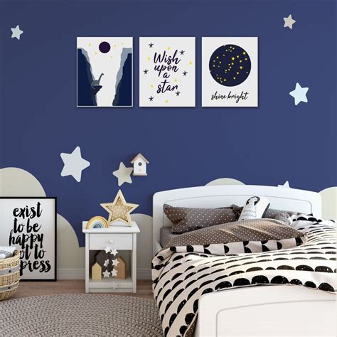 Stars Wall Art | Set of 3 | Collection: Bright as Stars | For Nurseries & Kid's Rooms