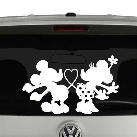 Mickey And Minnie Mouse Tails In Shape Of Heart Vinyl Decal Sticker Car