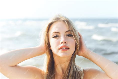 Premium Photo Happy Blonde Woman In Free Happiness Bliss On Ocean