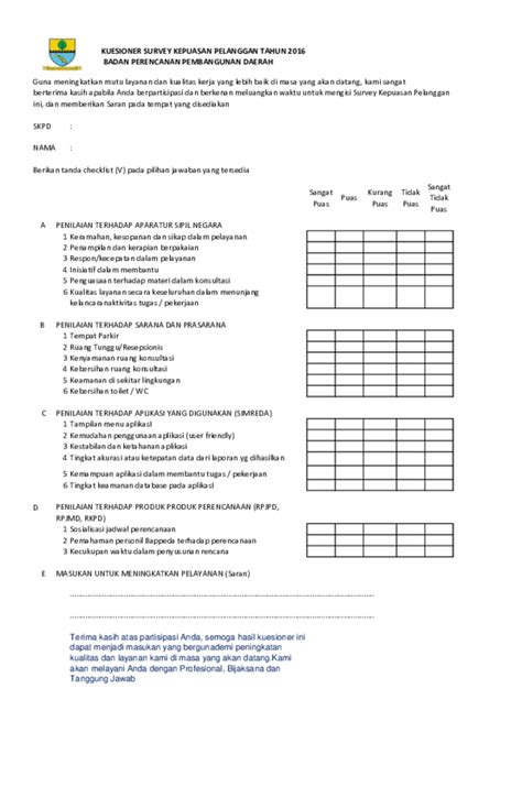 Pdf Survey Kepuasan Pelanggan Form