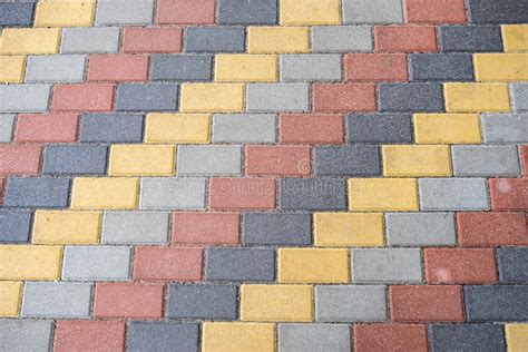 Decorative Paving Slabs of Different Colors Lined with a Snake Pattern ...