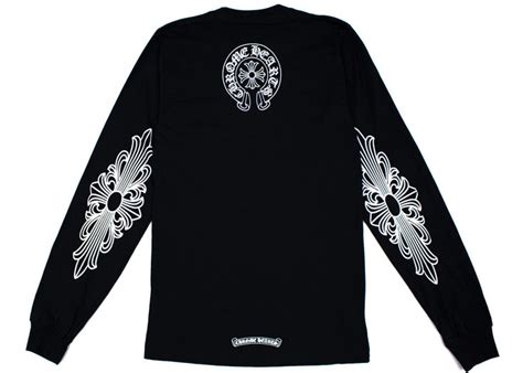 Chrome Hearts Neck Logo Floral Cross Ls T Shirt Black Chrome Hearts