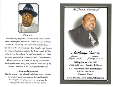 Anthony Davis Obituary | AA Rayner and Sons Funeral Homes