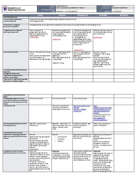 DLL - Araling Panlipunan 3 - Q3 - W5 | PDF