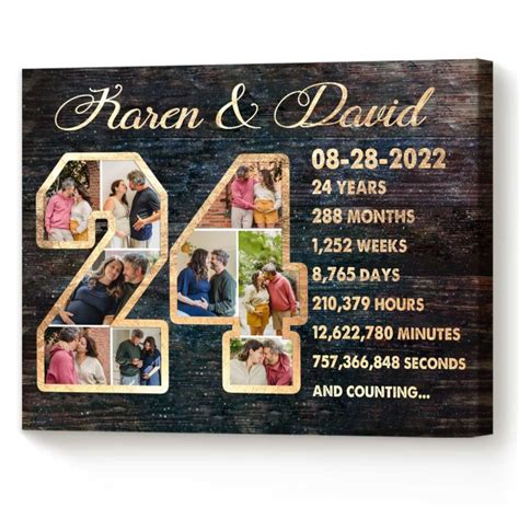 Custom 24 Year Anniversary Photo Collage Canvas 24 Year Anniversary