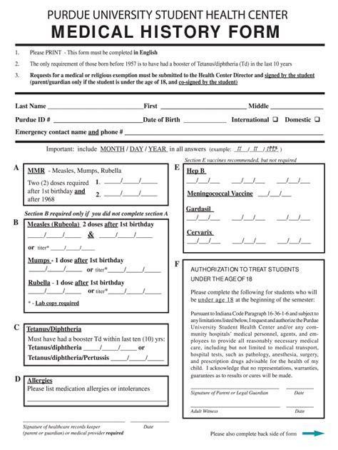 Personal Medical History Form Printable Fill Online Printable