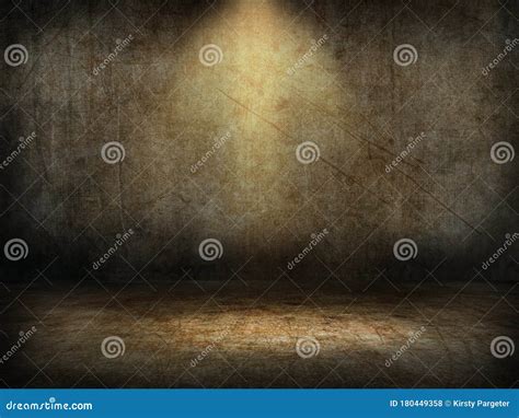 3D Grunge Room Interior With Spotlight Shining Down Stock Illustration