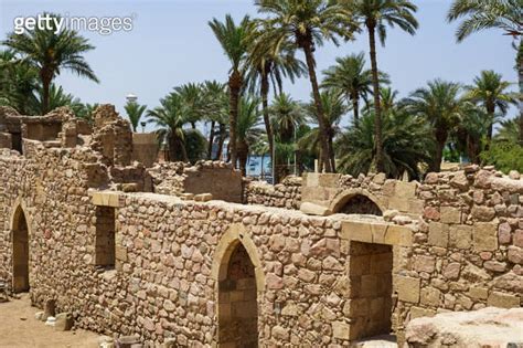 Antick Ruins Of Aqaba Fortress Walls Or Aqaba Castle Mamluk Castle