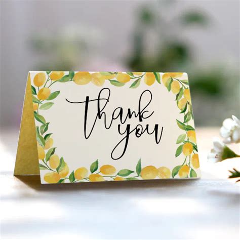 Citrus Lemon Watercolor Thank You Card Zazzle