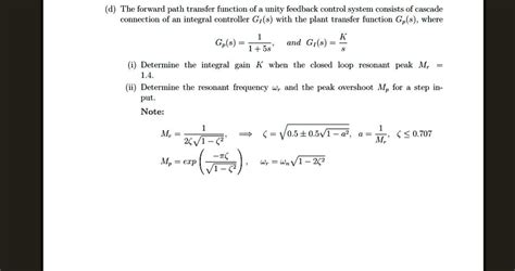 SOLVED The Forward Path Transfer Function Of A Unity Feedback Control