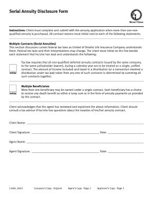 Fillable Online Serial Annuity Disclosure Form Fax Email Print PdfFiller