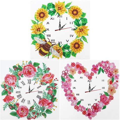 5D Flower Diamond Painting Clock DIY Special Shaped Partial Crystal