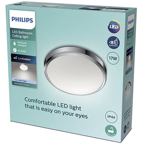 Philips Doris CL257 LED Round IP44 Ceiling Light Chrome 17W 1700lm Cool