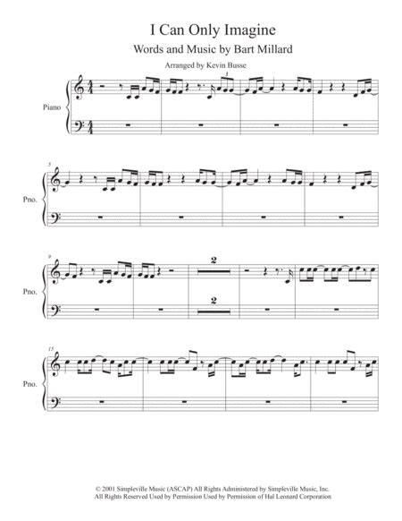 I Can Only Imagine Arr Kevin Busse By Mercy Me Sheet Music For Easy