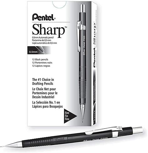 Pentel Sharp lápiz mecánico 0 5 mm barril negro 1 lápiz P205A