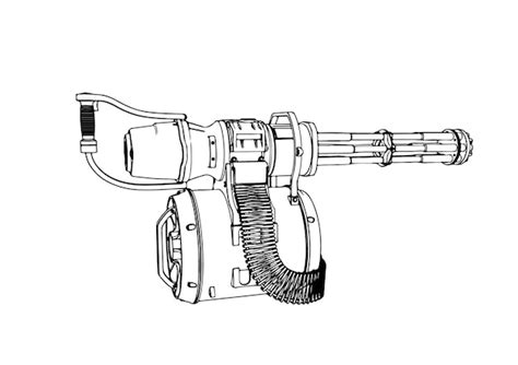 Premium Vector | Sketch machine gun minigun vector