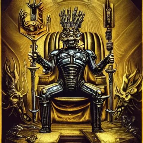 Illustration By H R Giger Of The Emperor On His Golden Stable Diffusion