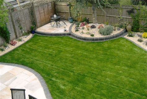 Grass Semi Circle Planters Patio Patio Garden Design Back Garden