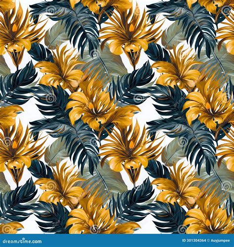 Seamless Of Watercolor Patterns With Tropical Leaves Colorful Tropical