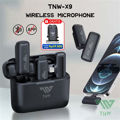 Jual TNW X9 Wireless Dual Lavalier Microphone Plug Play Lapel Mic