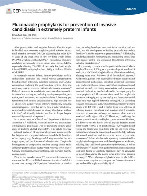 Pdf Fluconazole Prophylaxis For Prevention Of Invasive Dokumentips