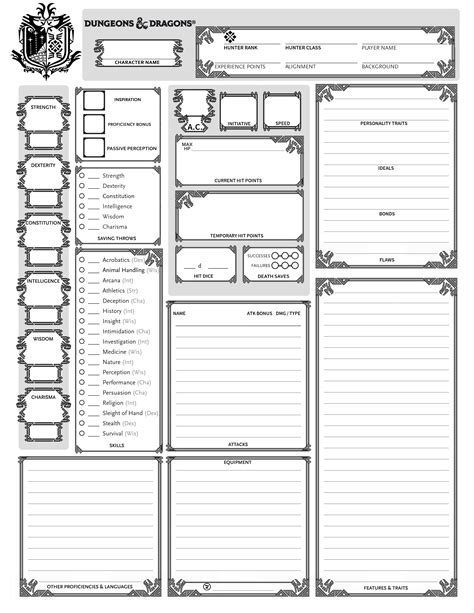 Dnd Printable Character Sheets