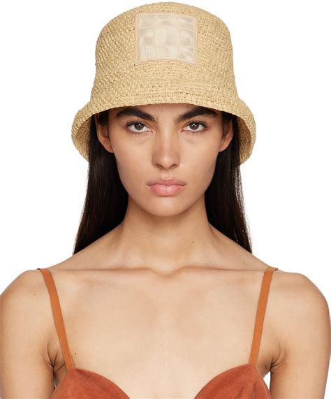 Jacquemus Beige Le Raphia Le Bob Ficiu Hat SSENSE