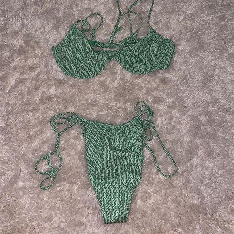 Green Geometric Print Two Piece Pacsun Bikini Both Depop