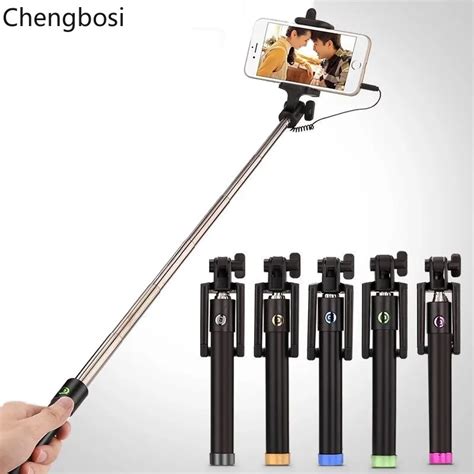 Mini Selfie Stick Selfy Handheld Extended Wired Monopod Portrait Taker