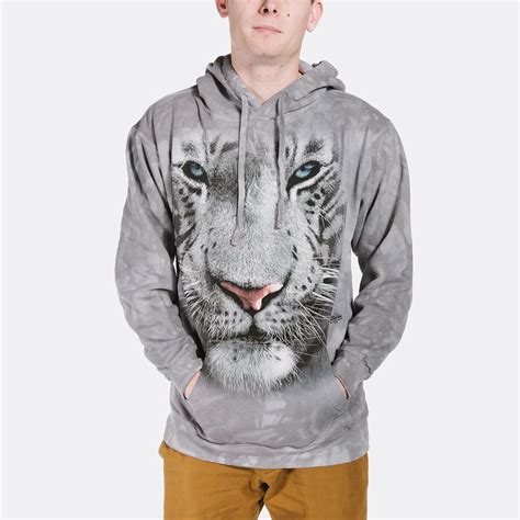 White Tiger Face Hoodie And Shirts Organic Natural Dyes