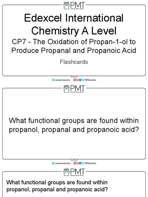 Flashcards - CP7 The Oxidation of Propan-1-Ol To Produce Propanal and ...