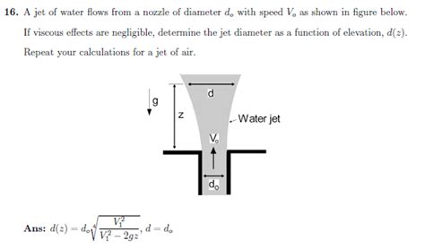 Solved A Jet Of Water Flows From A Nozzle Of Diameter D O Chegg