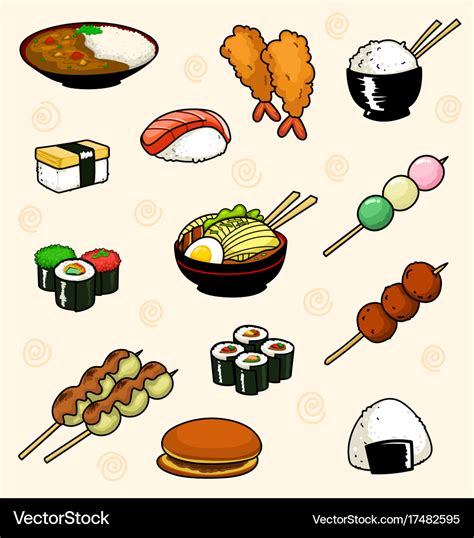 Cartoon Doodle Traditional Japanese Food Dish Vector Image