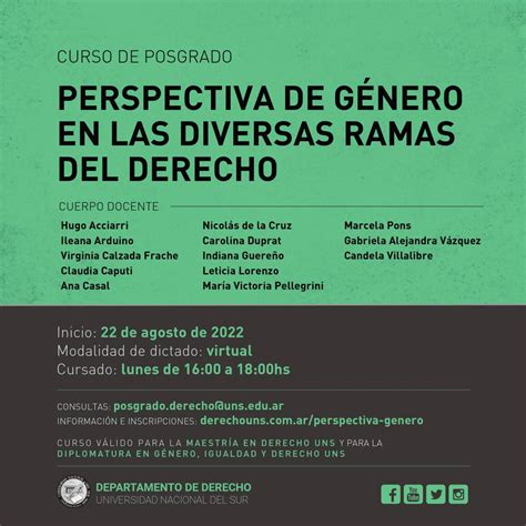 Derecho Uns Curso De Posgrado Perspectiva De G Nero En Las Diversas