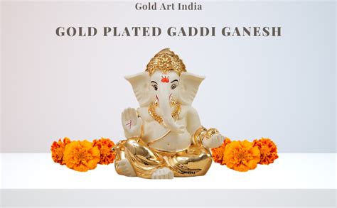 Buy Gold Art India Gold Plated Gaddi Ganesh Idol For Car Dashboard