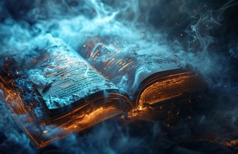 Premium Photo Open Book With Magic Light And Smoke On Dark Background