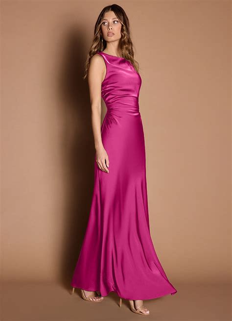 Evadne Hot Pink Open Back Dress Azazie Uk