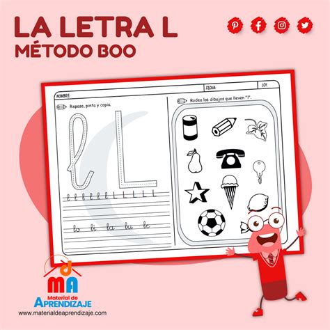 La Letra L Lecto Escritura “método Boo” Material De Aprendiazje