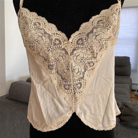 Vintage Nude Cami With Lace Detailing Fits Medium Depop